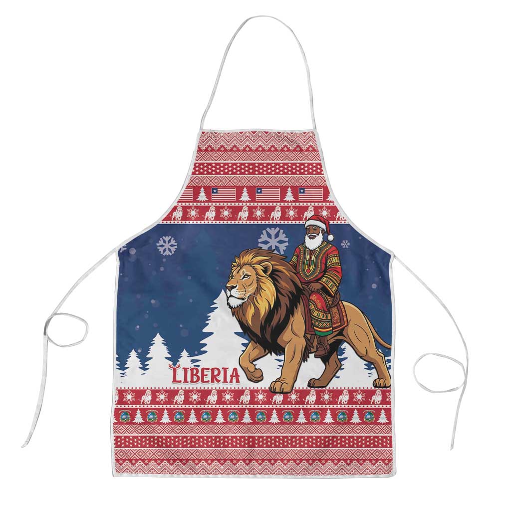 Liberia Christmas Apron Black Santa Riding Lion - Merry Christmas