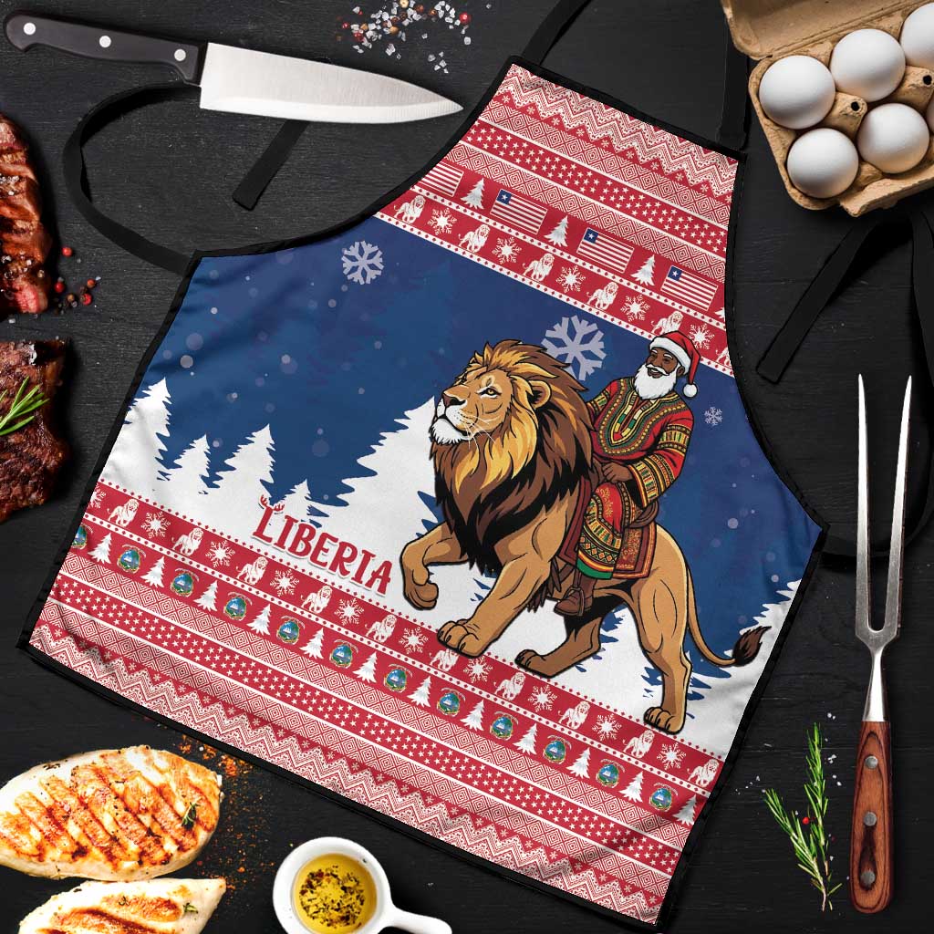 Liberia Christmas Apron Black Santa Riding Lion - Merry Christmas