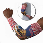 Personalized Liberia Christmas Arm Sleeves Black Santa Riding Lion - Merry Christmas