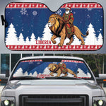 Liberia Christmas Auto Sun Shade Black Santa Riding Lion - Merry Christmas