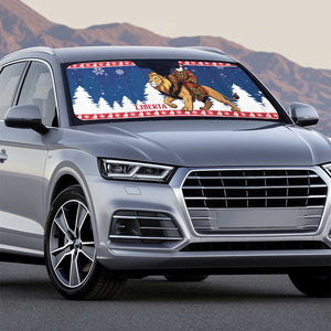 Liberia Christmas Auto Sun Shade Black Santa Riding Lion - Merry Christmas