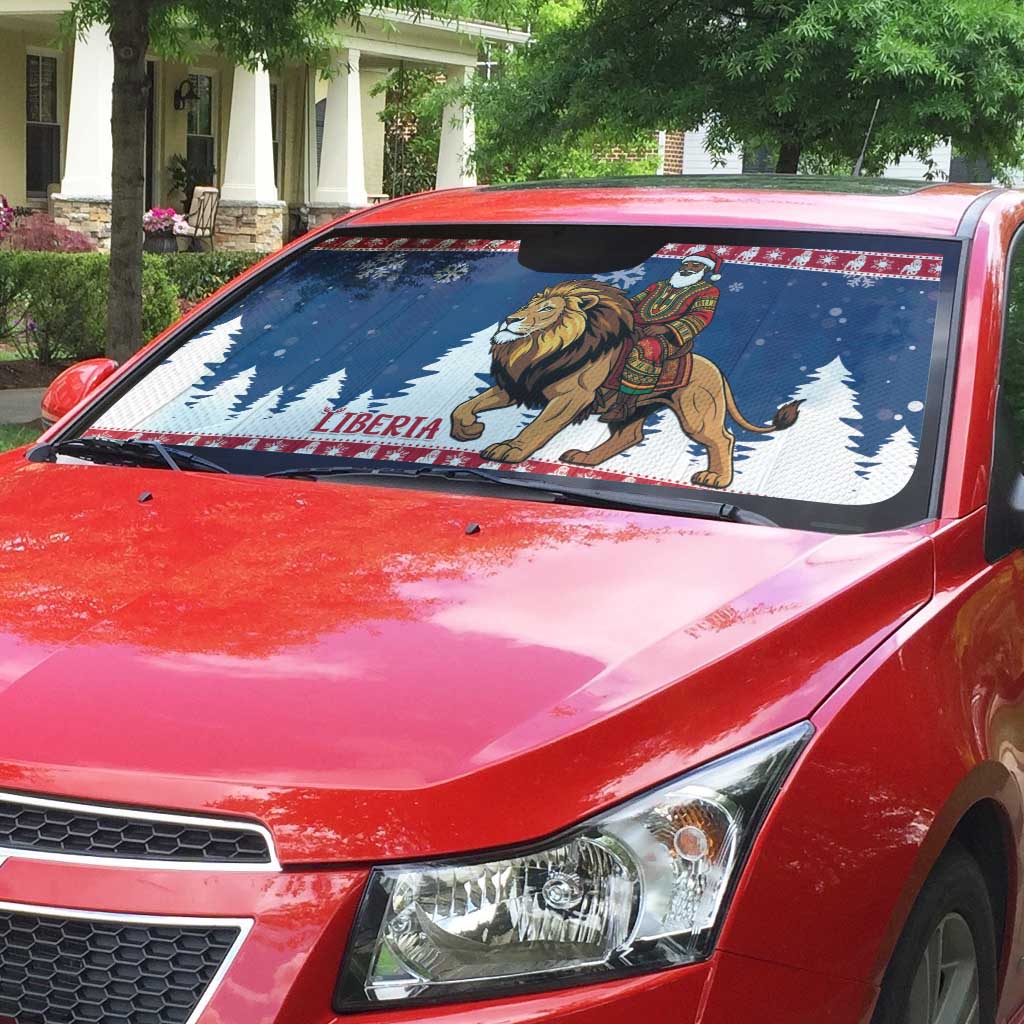 Liberia Christmas Auto Sun Shade Black Santa Riding Lion - Merry Christmas