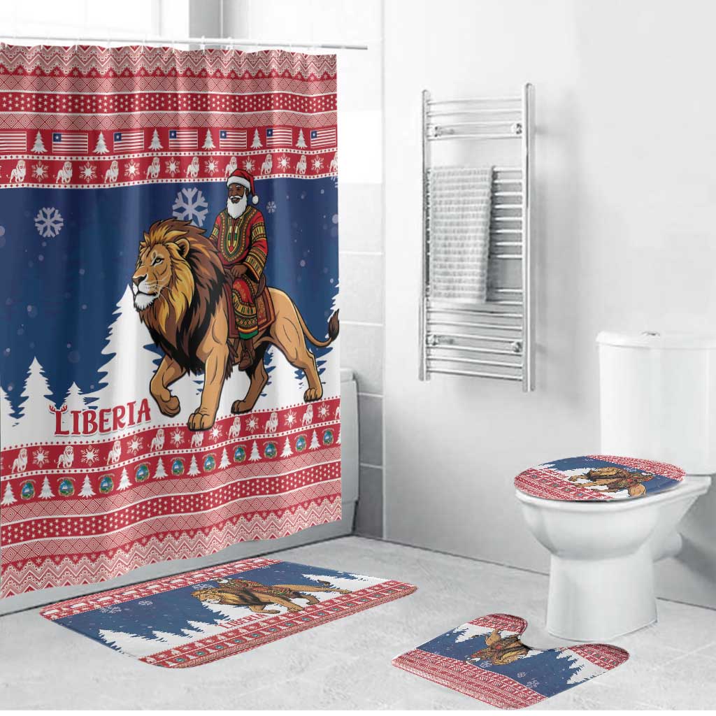 Liberia Christmas Bathroom Set Black Santa Riding Lion - Merry Christmas