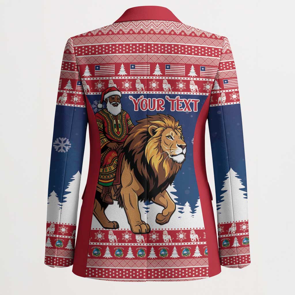 Personalized Liberia Christmas Blazer Black Santa Riding Lion - Merry Christmas