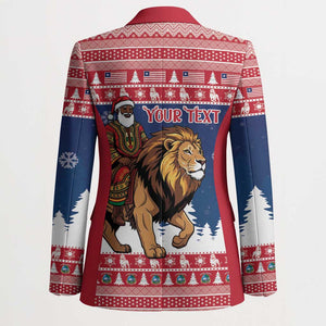 Personalized Liberia Christmas Blazer Black Santa Riding Lion - Merry Christmas