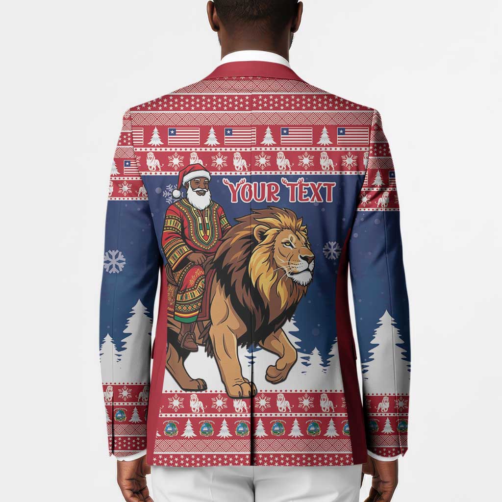 Personalized Liberia Christmas Blazer Black Santa Riding Lion - Merry Christmas