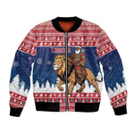 Personalized Afro Christmas in Liberia Bomber Jacket Black Santa Riding Lion - Merry Christmas - African Pride