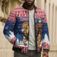 Personalized Liberia Christmas Bomber Puffer Jacket Black Santa Riding Lion - Merry Christmas