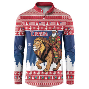Personalized Liberia Christmas Button Sweatshirt Black Santa Riding Lion - Merry Christmas