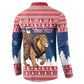 Personalized Liberia Christmas Button Sweatshirt Black Santa Riding Lion - Merry Christmas