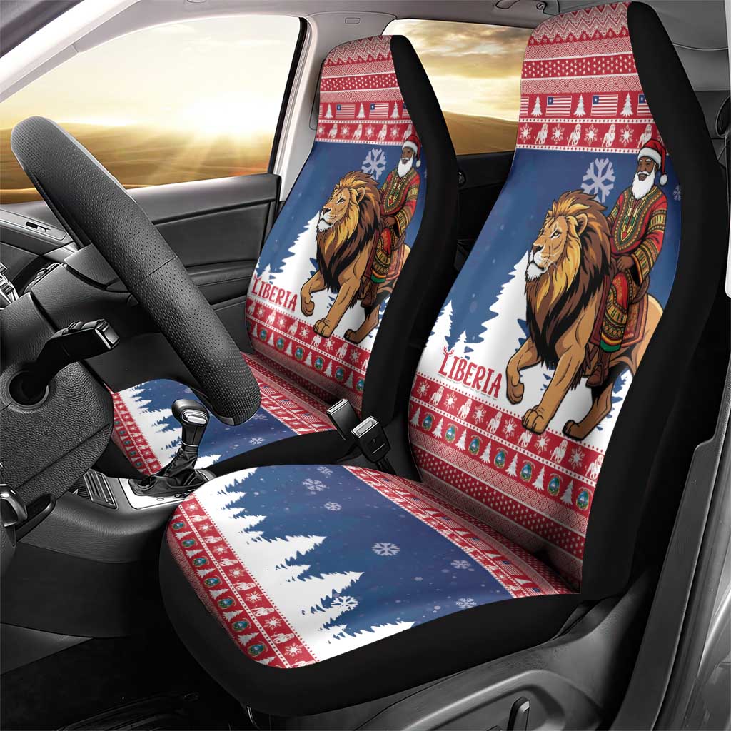 Afro Christmas in Liberia Car Seat Cover Black Santa Riding Lion - Merry Christmas - African Pride