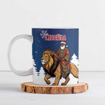 Personalized Liberia Christmas Ceramic Mug Black Santa Riding Lion - Merry Christmas