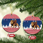 Personalized Afro Christmas in Liberia Ceramic Ornament Black Santa Riding Lion - Merry Christmas - African Pride