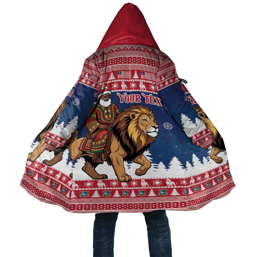 Personalized Liberia Christmas Cloak Black Santa Riding Lion - Merry Christmas