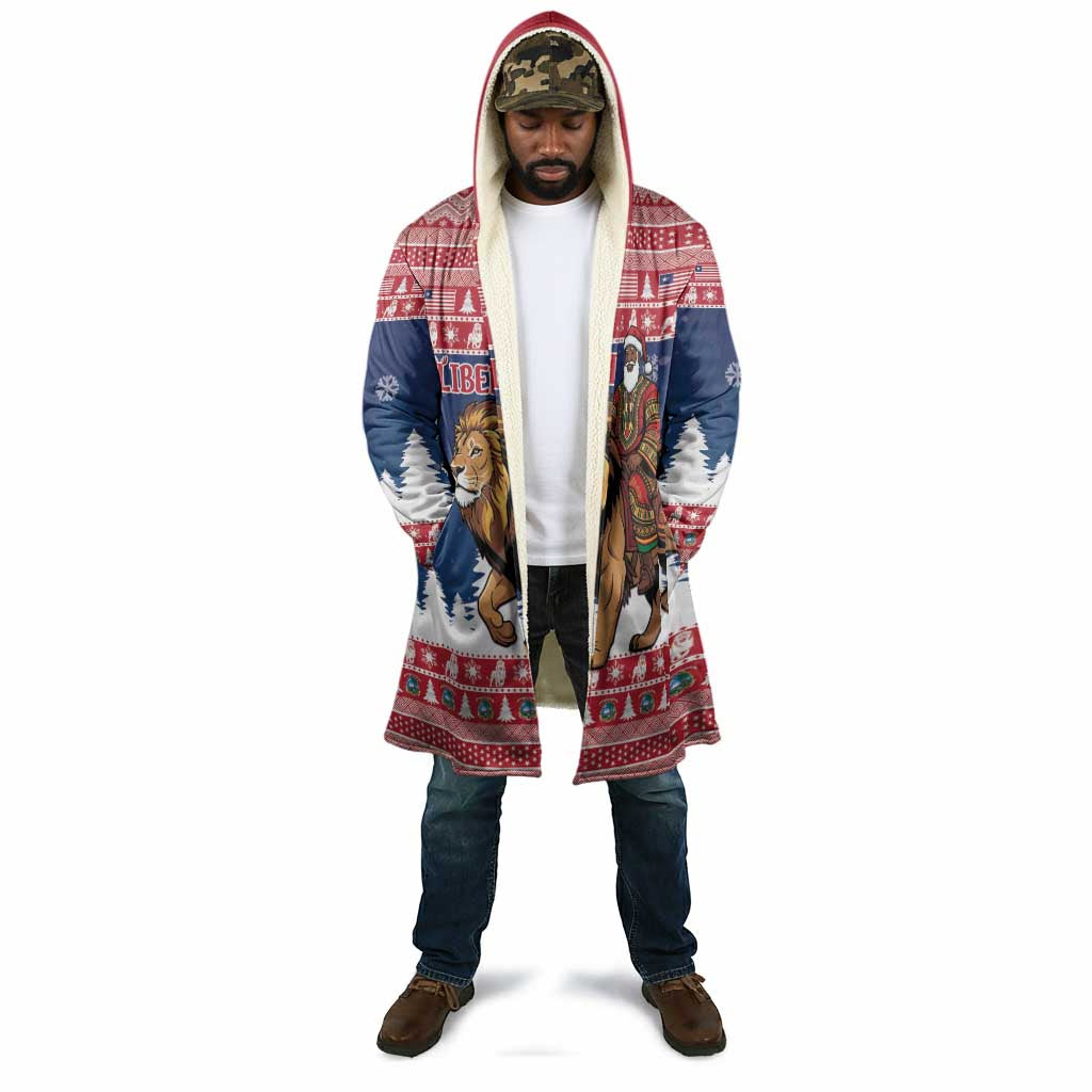 Personalized Liberia Christmas Cloak Black Santa Riding Lion - Merry Christmas