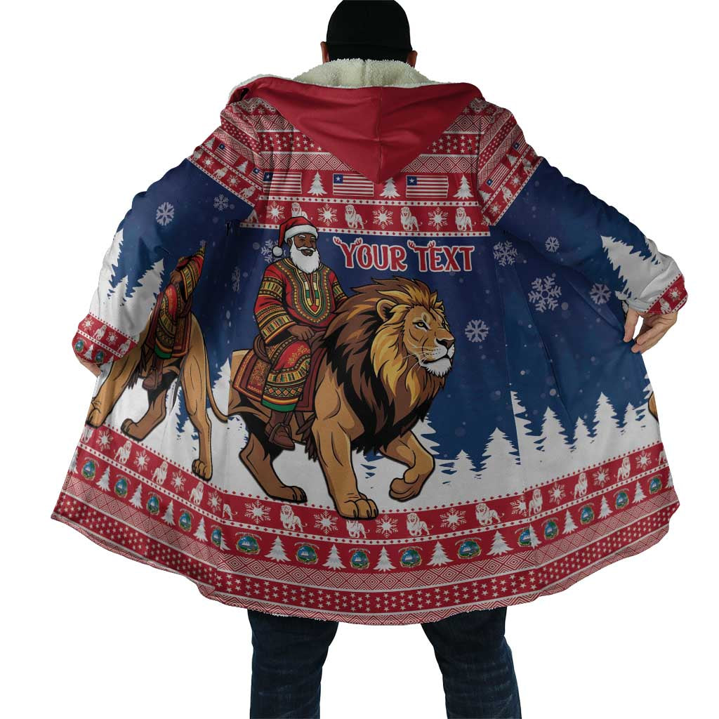 Personalized Liberia Christmas Cloak Black Santa Riding Lion - Merry Christmas