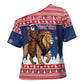 Personalized Liberia Christmas Cross Shoulder Shirt Black Santa Riding Lion - Merry Christmas