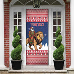Personalized Liberia Christmas Door Cover Black Santa Riding Lion - Merry Christmas