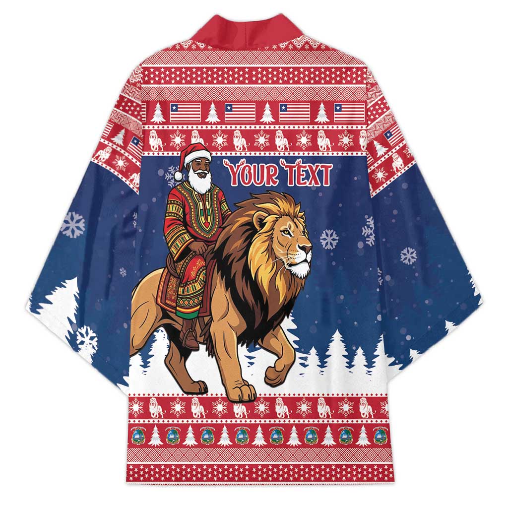 Personalized Liberia Christmas Kimono Black Santa Riding Lion - Merry Christmas