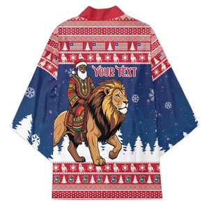 Personalized Liberia Christmas Kimono Black Santa Riding Lion - Merry Christmas