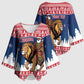 Personalized Liberia Christmas Kimono Sleeve Blouse Black Santa Riding Lion - Merry Christmas