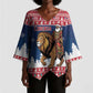 Personalized Liberia Christmas Kimono Sleeve Blouse Black Santa Riding Lion - Merry Christmas