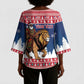 Personalized Liberia Christmas Kimono Sleeve Blouse Black Santa Riding Lion - Merry Christmas