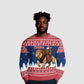 Personalized Afro Christmas in Liberia Ugly Christmas Sweater Black Santa Riding Lion - Merry Christmas - African Pride