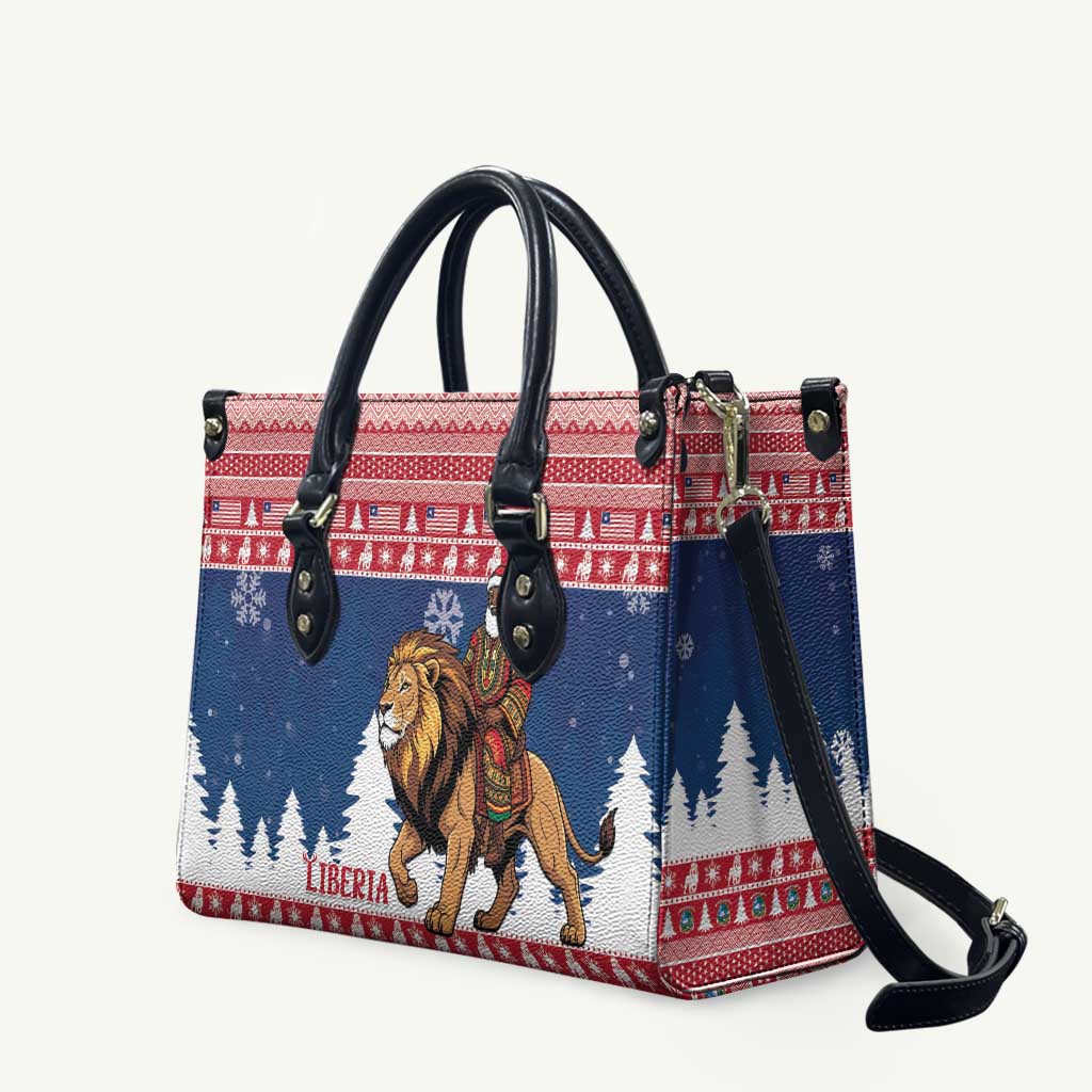 Liberia Christmas Leather Bag Black Santa Riding Lion - Merry Christmas
