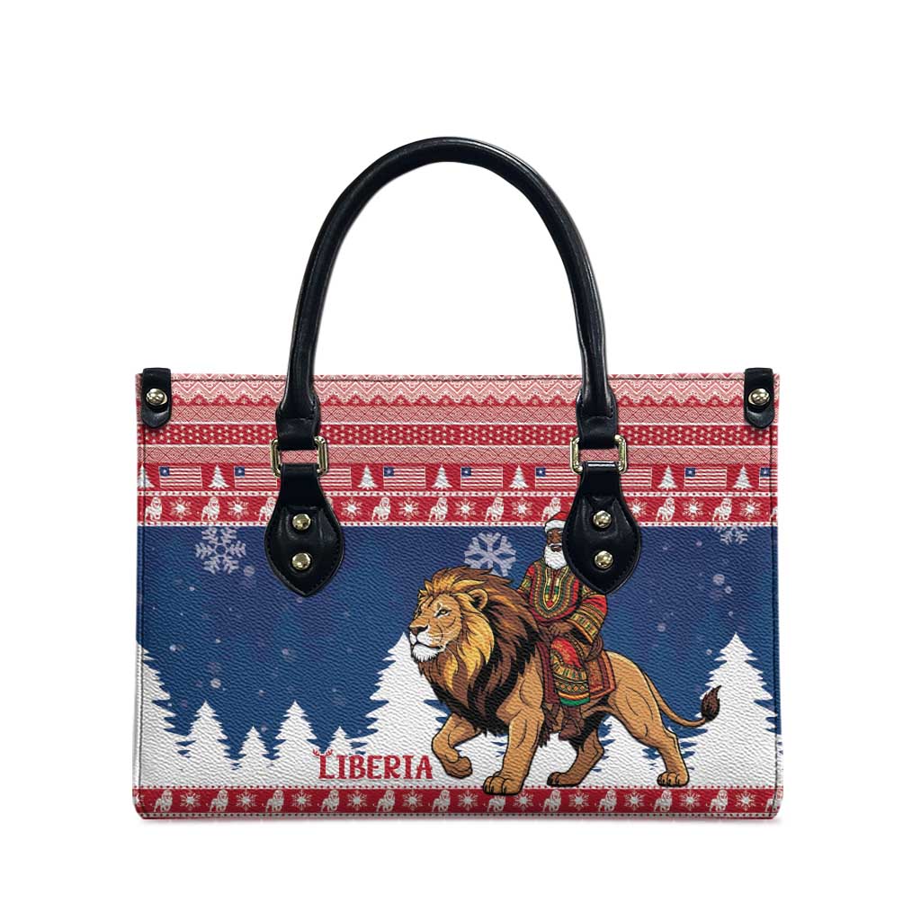 Liberia Christmas Leather Bag Black Santa Riding Lion - Merry Christmas