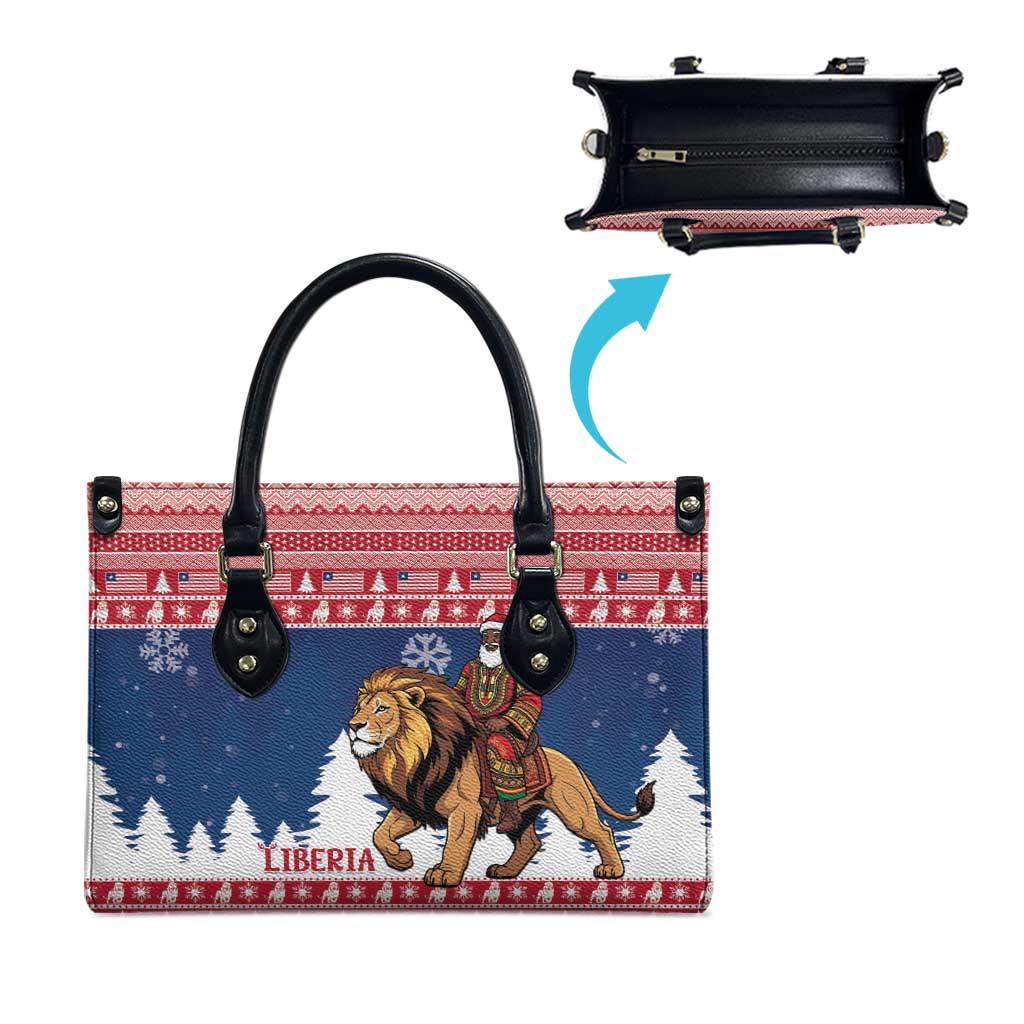 Liberia Christmas Leather Bag Black Santa Riding Lion - Merry Christmas