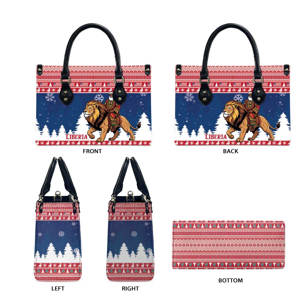Liberia Christmas Leather Bag Black Santa Riding Lion - Merry Christmas