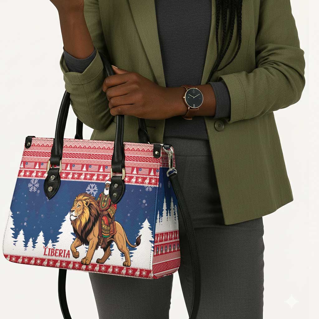 Liberia Christmas Leather Bag Black Santa Riding Lion - Merry Christmas