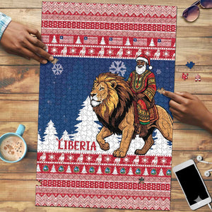 Liberia Christmas Puzzle Black Santa Riding Lion - Merry Christmas