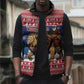 Personalized Liberia Christmas Sleeveless Puffer Jacket Black Santa Riding Lion - Merry Christmas