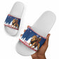 Liberia Christmas Slide Sandals Black Santa Riding Lion - Merry Christmas