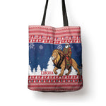 Liberia Christmas Tote Bag Black Santa Riding Lion - Merry Christmas