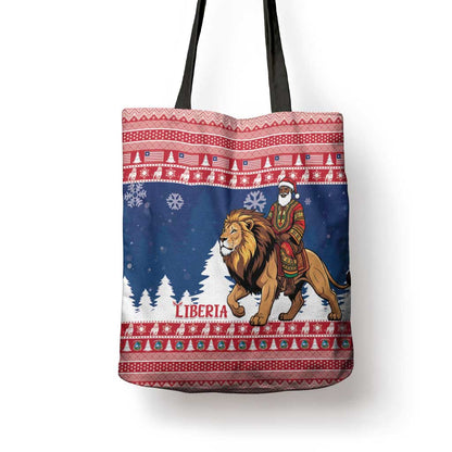 Liberia Christmas Tote Bag Black Santa Riding Lion - Merry Christmas