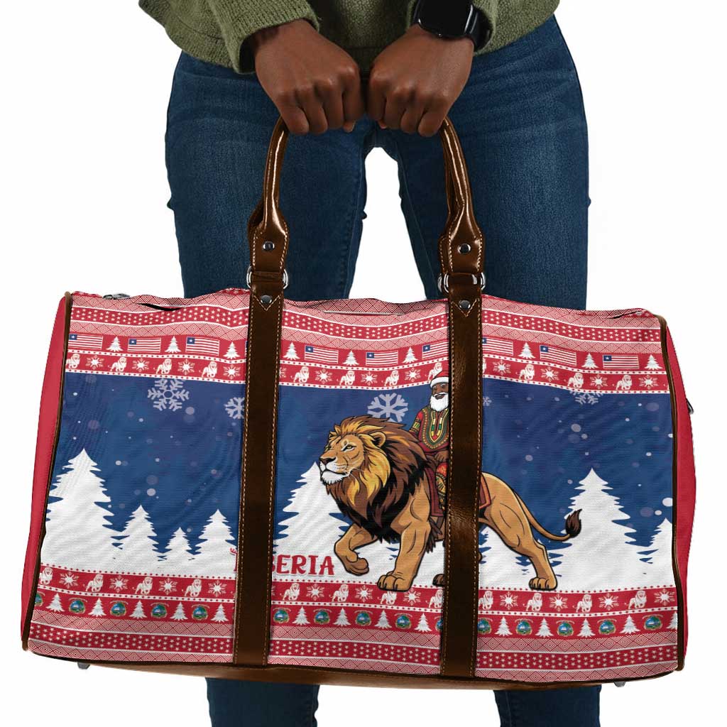 Liberia Christmas Travel Bag Black Santa Riding Lion - Merry Christmas