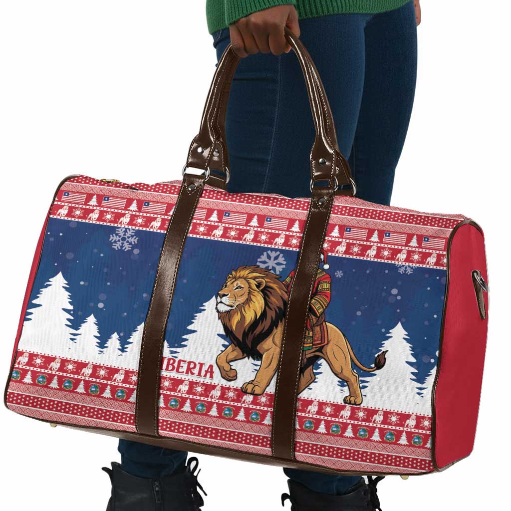 Liberia Christmas Travel Bag Black Santa Riding Lion - Merry Christmas