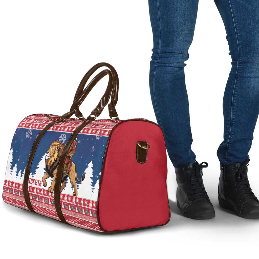 Liberia Christmas Travel Bag Black Santa Riding Lion - Merry Christmas