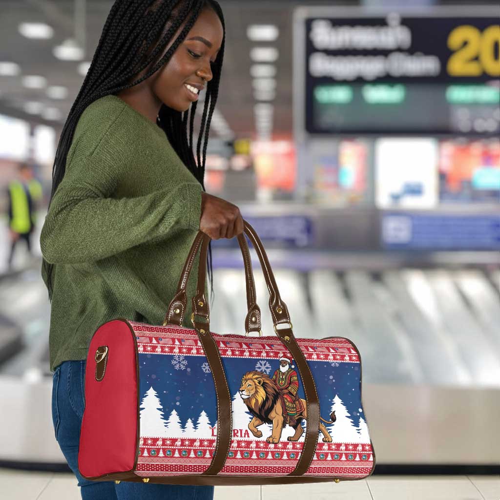 Liberia Christmas Travel Bag Black Santa Riding Lion - Merry Christmas