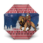 Liberia Christmas Umbrella Black Santa Riding Lion - Merry Christmas
