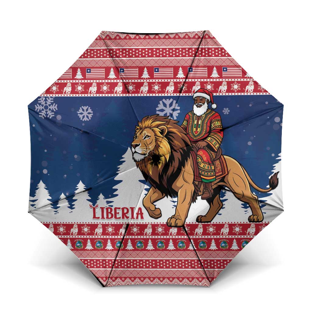 Liberia Christmas Umbrella Black Santa Riding Lion - Merry Christmas