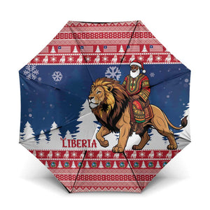 Liberia Christmas Umbrella Black Santa Riding Lion - Merry Christmas