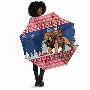 Liberia Christmas Umbrella Black Santa Riding Lion - Merry Christmas