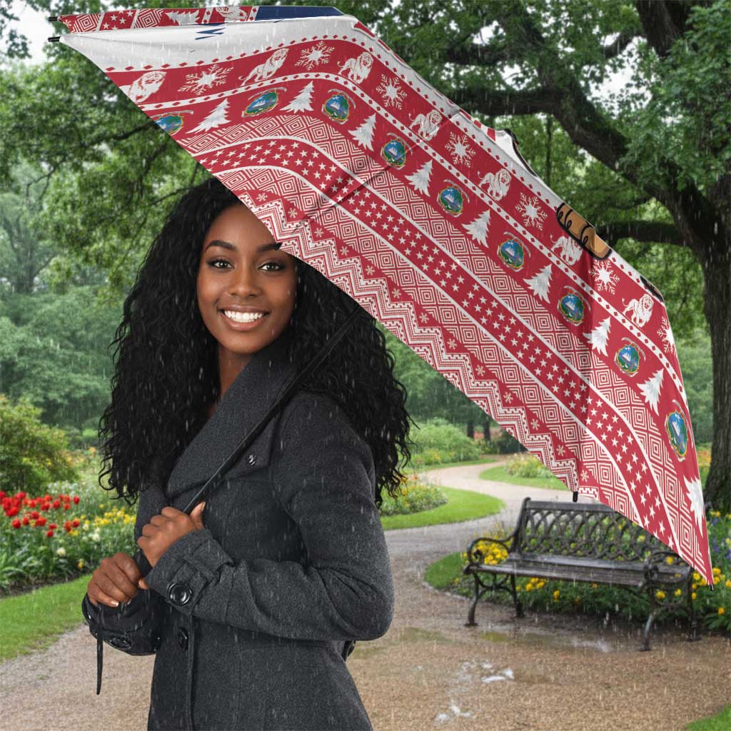 Liberia Christmas Umbrella Black Santa Riding Lion - Merry Christmas