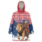 Personalized Afro Christmas in Liberia Wearable Blanket Hoodie Black Santa Riding Lion - Merry Christmas - African Pride