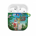 Mayotte Christmas AirPods Case Santa Chill on Tropical Beach