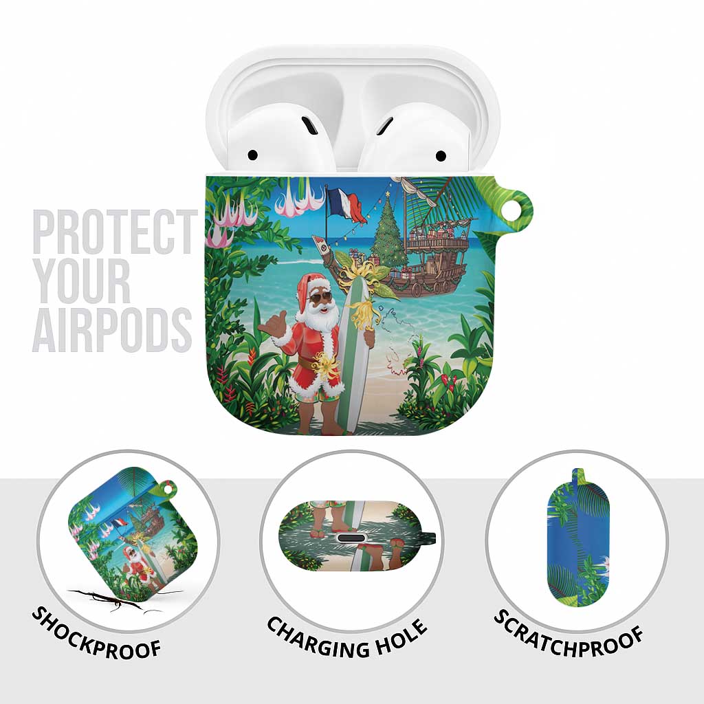 Mayotte Christmas AirPods Case Santa Chill on Tropical Beach